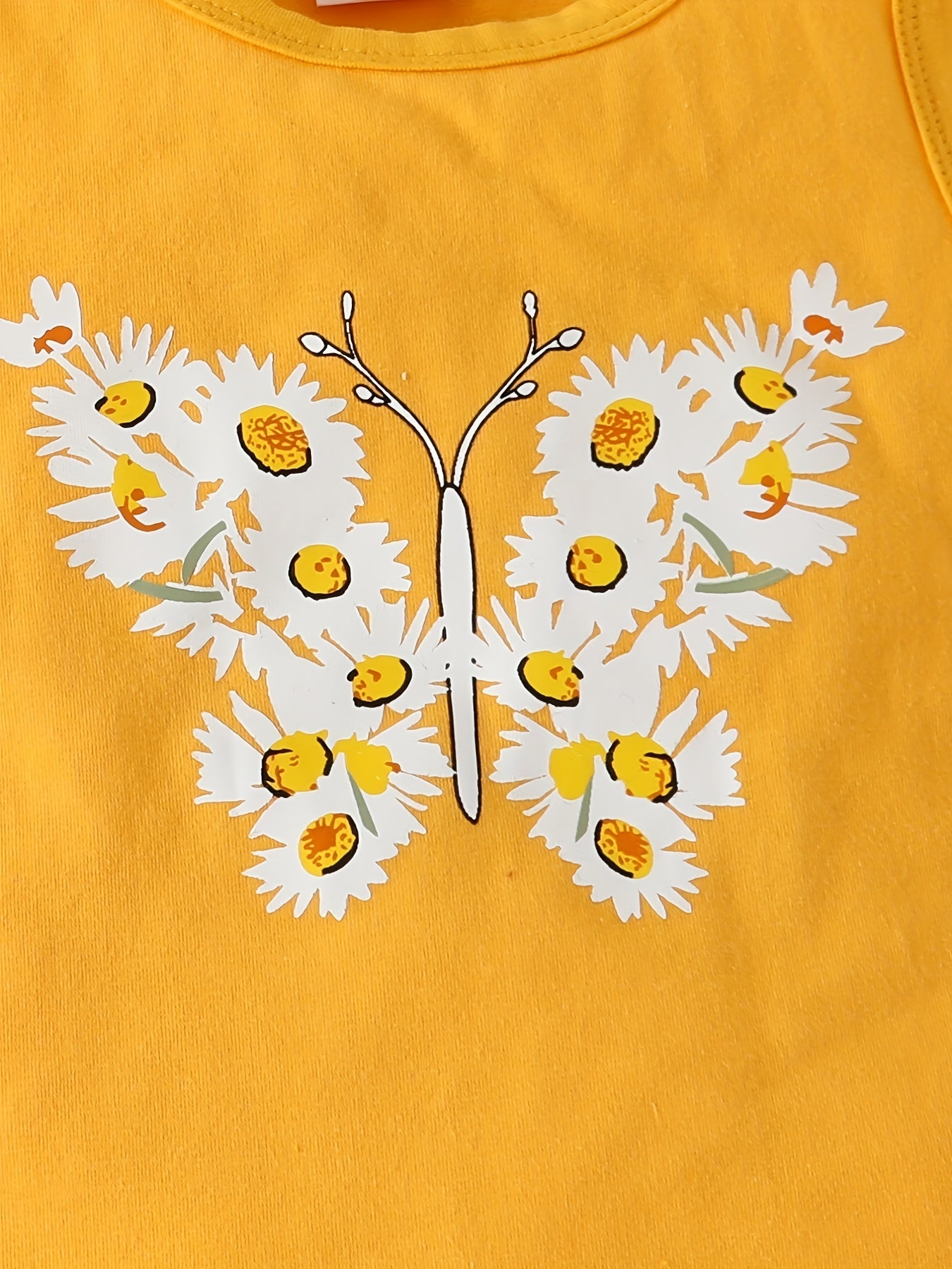 2pcs Baby Girls Butterfly Tank Top & Floral Shorts Set