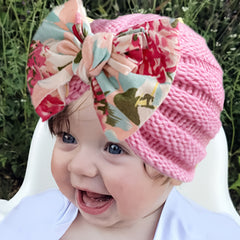Winter Wool Bow Baby Hat