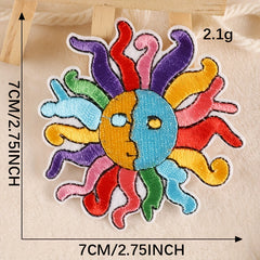 2pcs Sun Badges Iron On Patches Embroidered Applique DIY Crafts