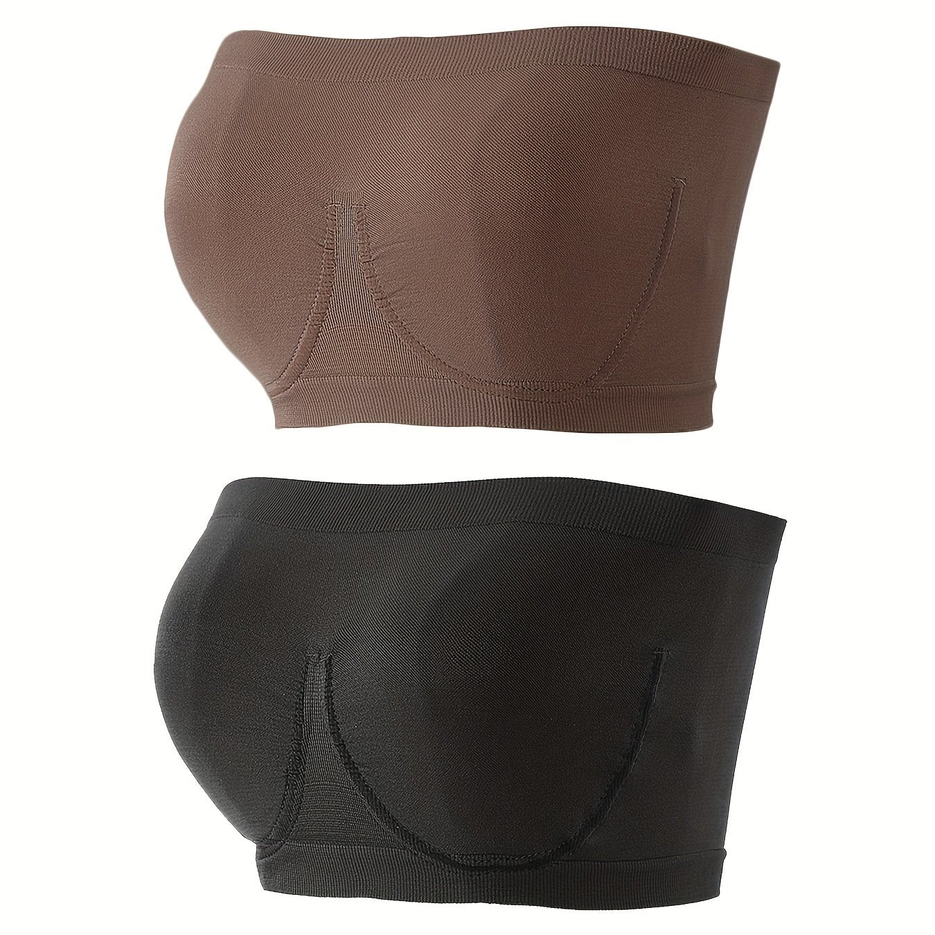 2pcs Seamless Bandeau Bras Soft Stretch Everyday Bra Women's Lingerie