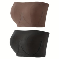 2pcs Seamless Bandeau Bras Soft Stretch Everyday Bra Women's Lingerie