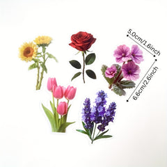 25 Blooming Flower Stickers Reusable Vinyl Stickers for Scrapbooks Cars Laptops