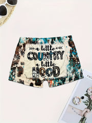 Sexy Shorts Women's Art Letter Print Tie Dye High Rise Shorts