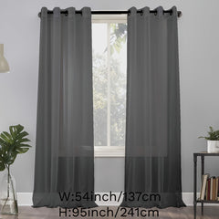 1 Panel Sheer Grommet Top Voile Curtain for Home Decor