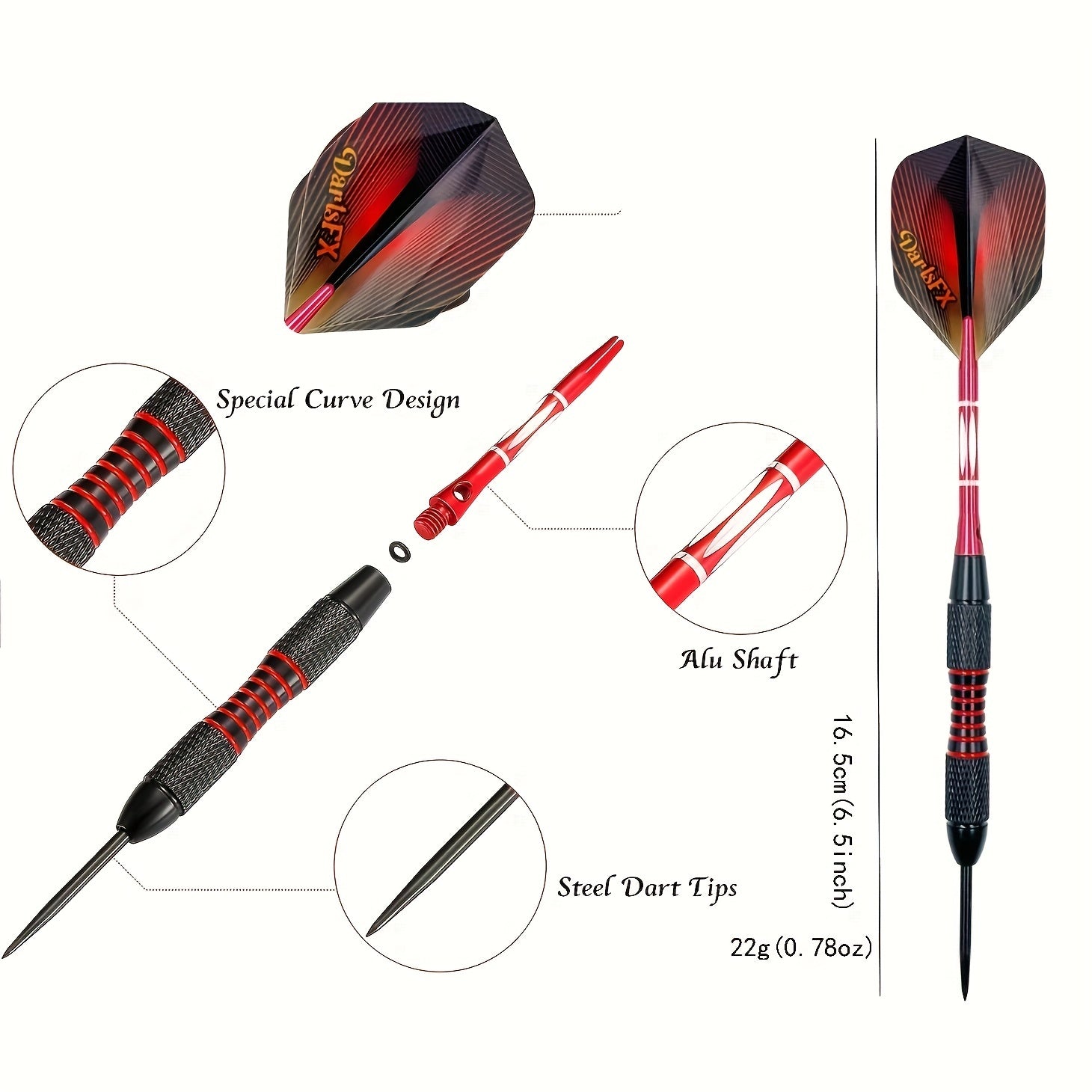 12pcs Set Professional Steel Tip Darts with Nonslip Iron Barrel