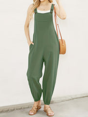 Solid Sleeveless Jumpsuit with Front Pocket