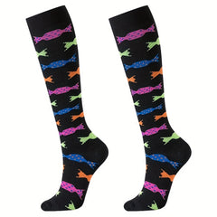 Animal Print Calf Compression Socks 15-20mmHg for Running and Cycling