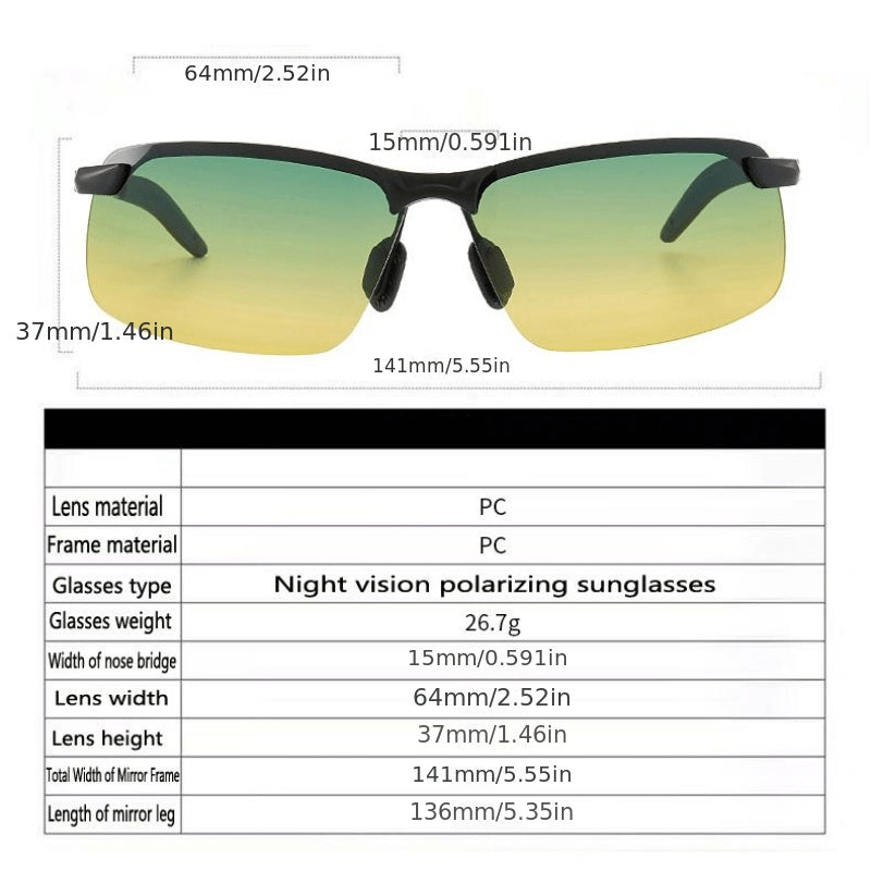 Men's Night Vision Polarized Driving Sunglasses Yellow Lens UV Protection