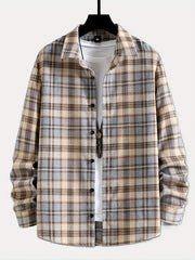 Men's Plaid Long Sleeve Shirt for Spring Autumn