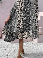 Leopard Print Cover Up Shirt Kimono Sleeve Robe