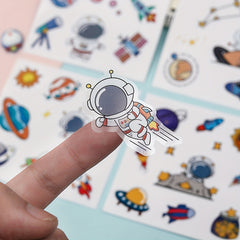 4pcs Cartoon Astronaut Waterproof Sticker for Space Cup Mug Notebook