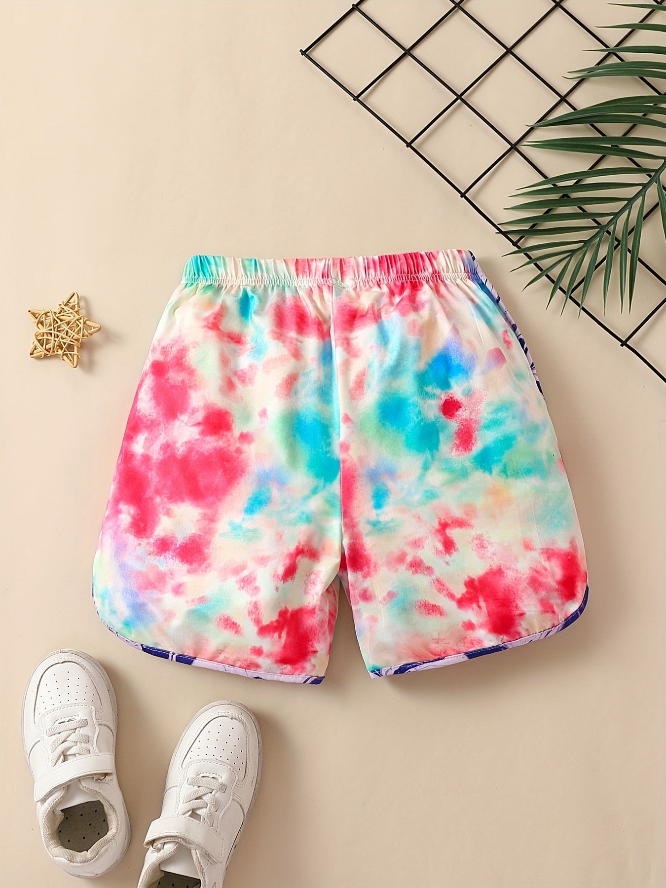 Girls Tie Dye Track Shorts Breathable Summer Sports Shorts