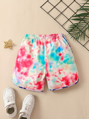Girls Tie Dye Track Shorts Breathable Summer Sports Shorts