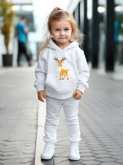 2pcs Deer Print Hoodies Pants Set For Kids Spring Fall Sports