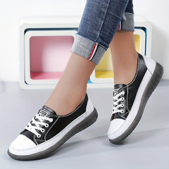 Women's Lace Up Flat Shoes Low Top Walking Sneakers