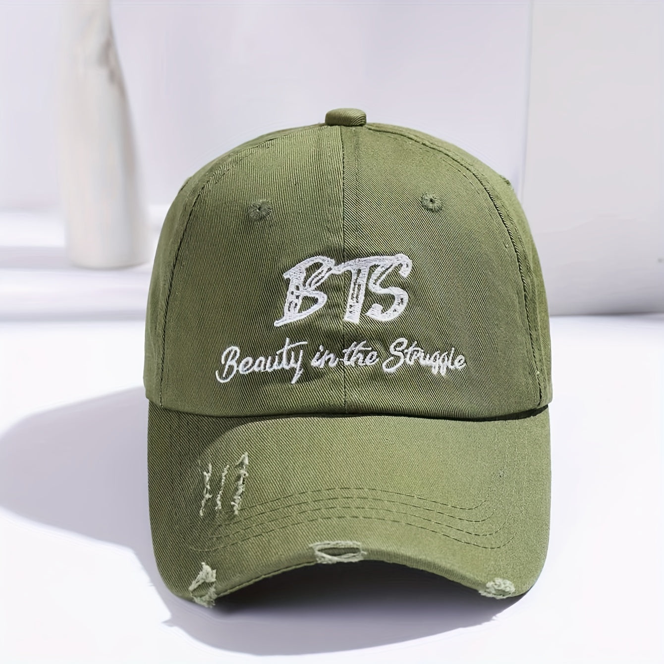 B T S Distressed Denim Baseball Cap