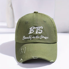 B T S Distressed Denim Baseball Cap