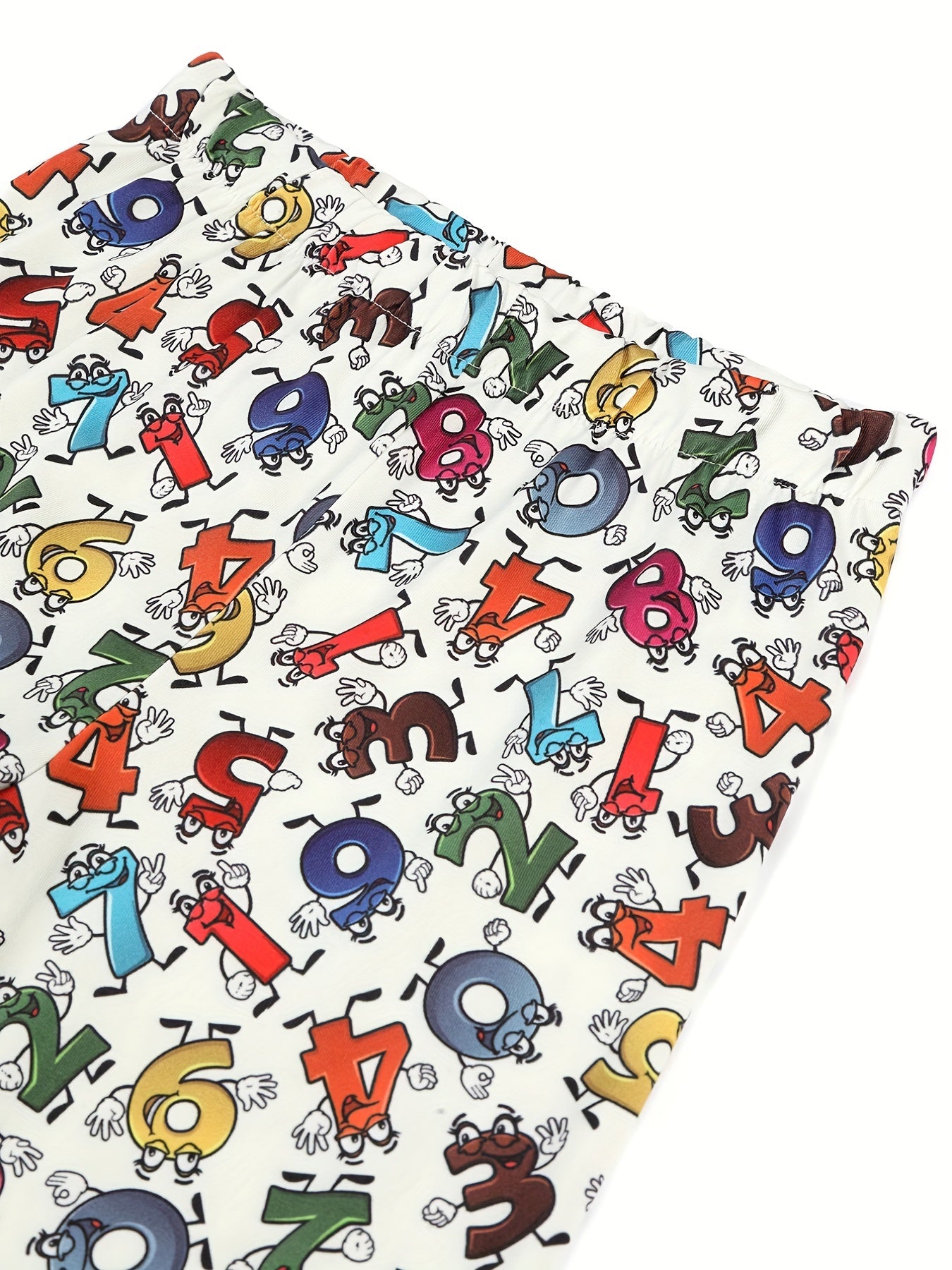 Girls Fancy Number Print Leggings Slim Fit Stretchy Pants