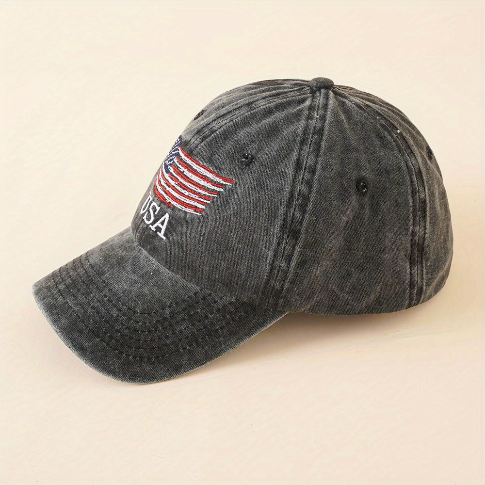 American Flag Embroidery Curved Brim Dad Hat Unisex Adjustable Sun Hats