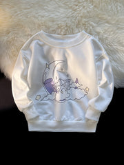 Girls Clouds Moon Print Long Sleeve Sweatshirt Kids Clothes