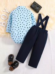 Cute Baby Boys Star Print Romper Trousers Set