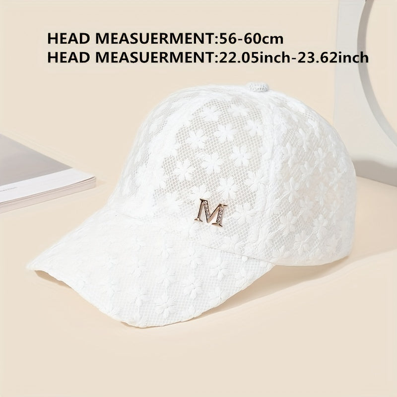 Unisex Lace Adjustable Baseball Cap with Letter Embroidery