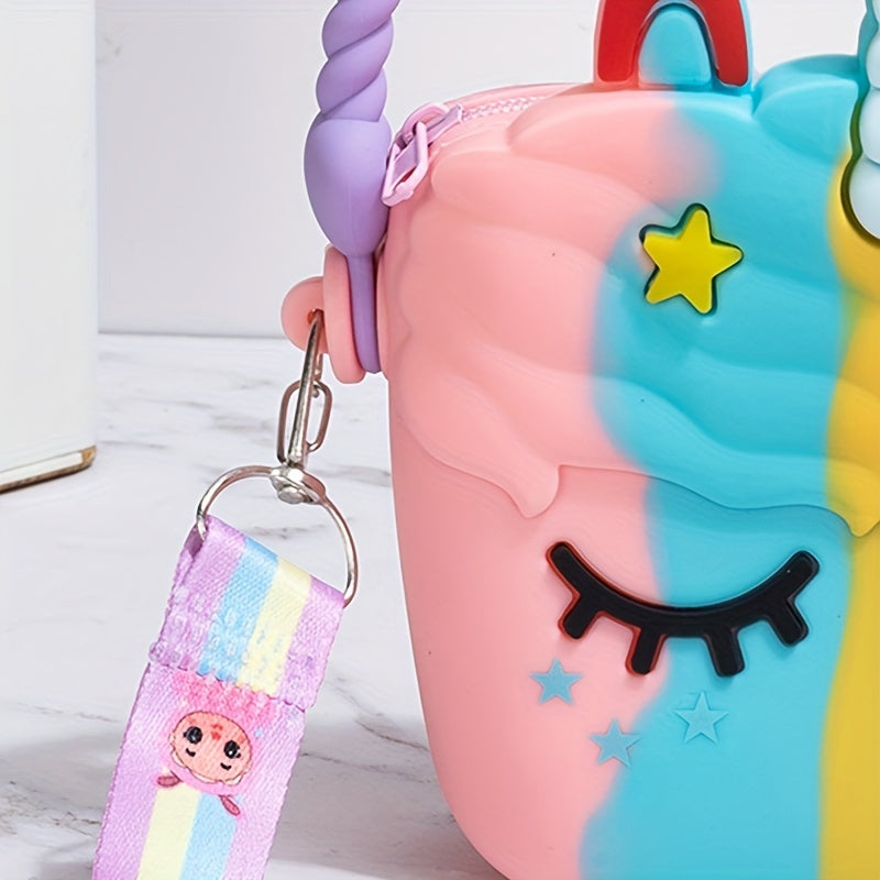 Kids Cartoon Silicone Crossbody Bag Bubble Pinch Press Toy Mini Coin Purse