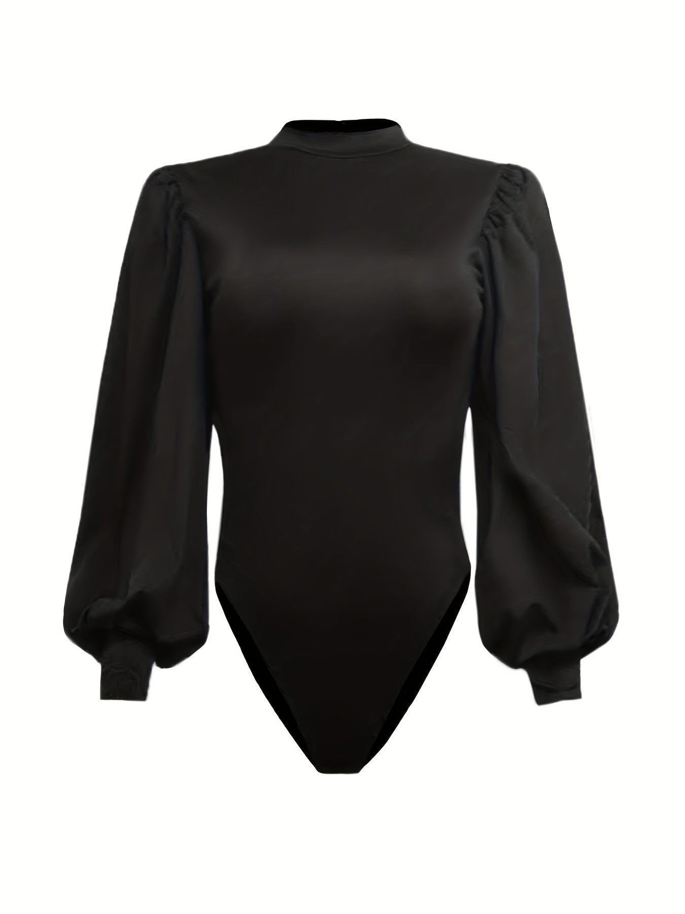 Slim Mock Neck Bodysuit Lantern Sleeve Spring/Fall
