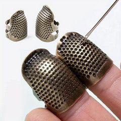2pcs Adjustable Retro Finger Thimble, Ancient Copper Thimble