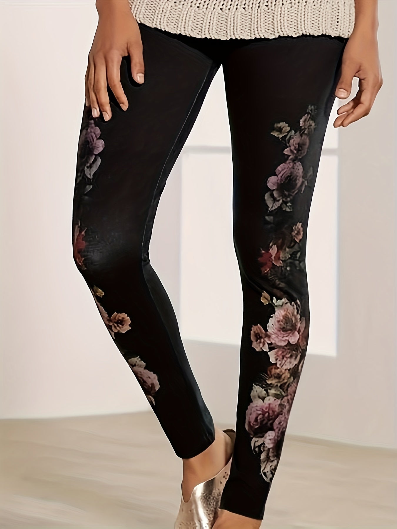 Floral Print High Rise Leggings