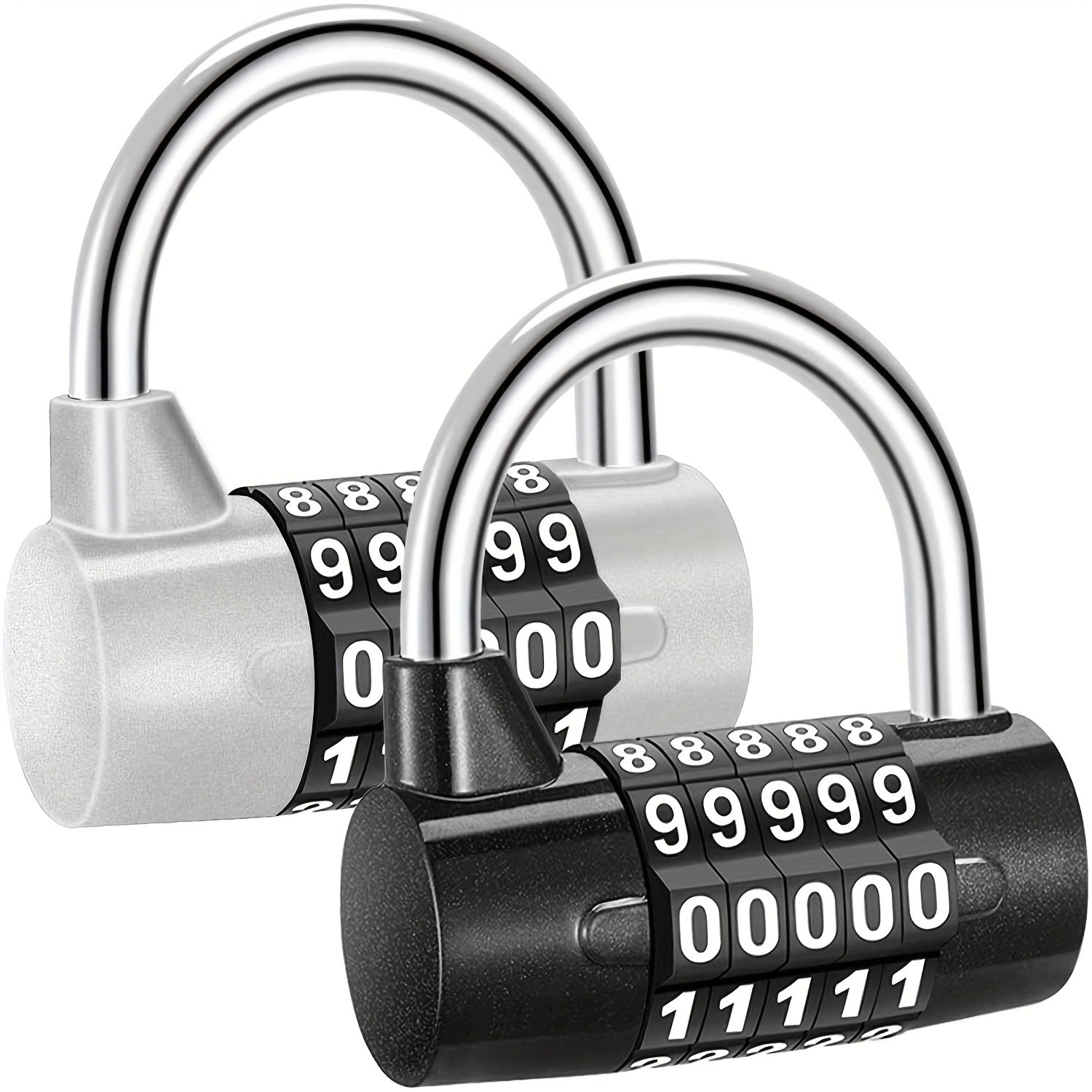 5 Digit Combination Lock 2 Pack, Padlock with 2 Combination Locks