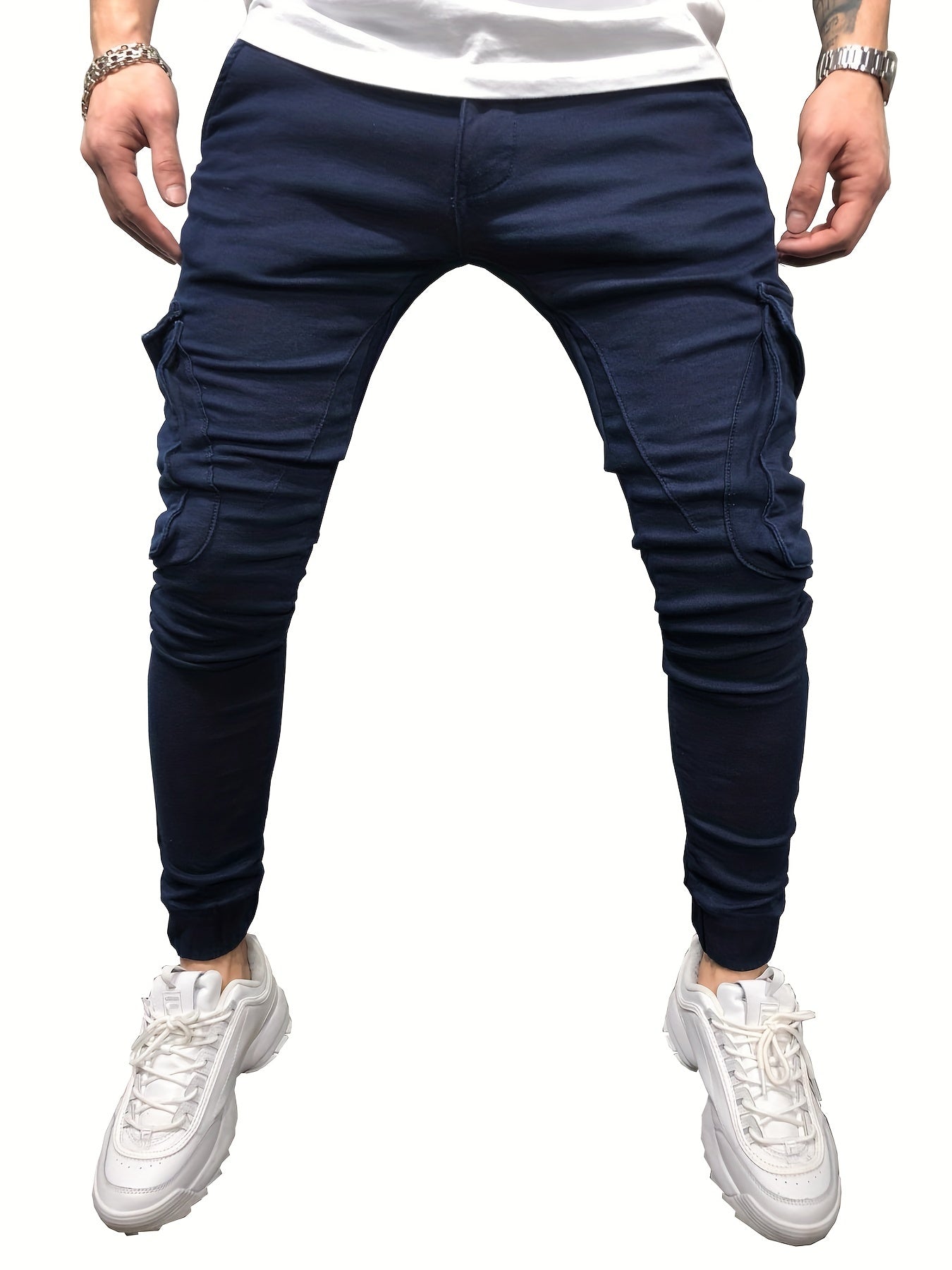 Men's Slim Fit Cargo Navy Jeans