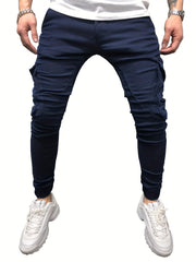 Men's Slim Fit Cargo Navy Jeans