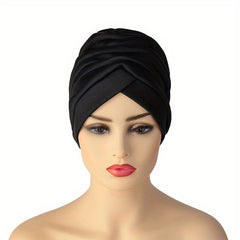 Ruched Turban Cap Elastic Head Wrap Ramadan Head Scarf Chemo Cap Women