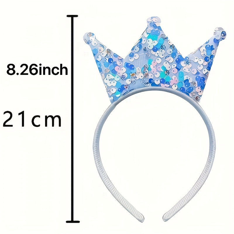 Princess Crown Headband For Girls Sweet Double sided Sequin Crown Hair Band