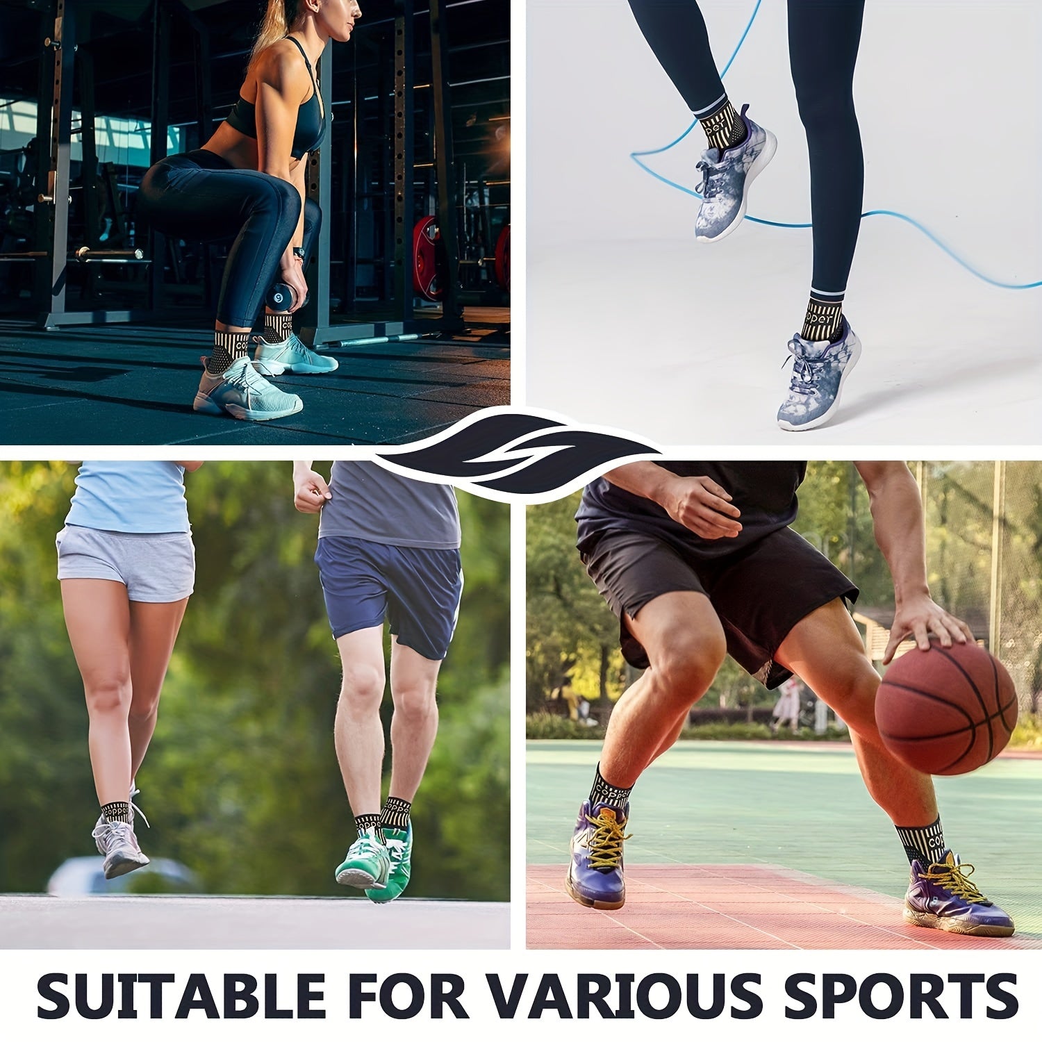 Copper Ankle Brace Support, 1 Pair Compression Sleeve Socks