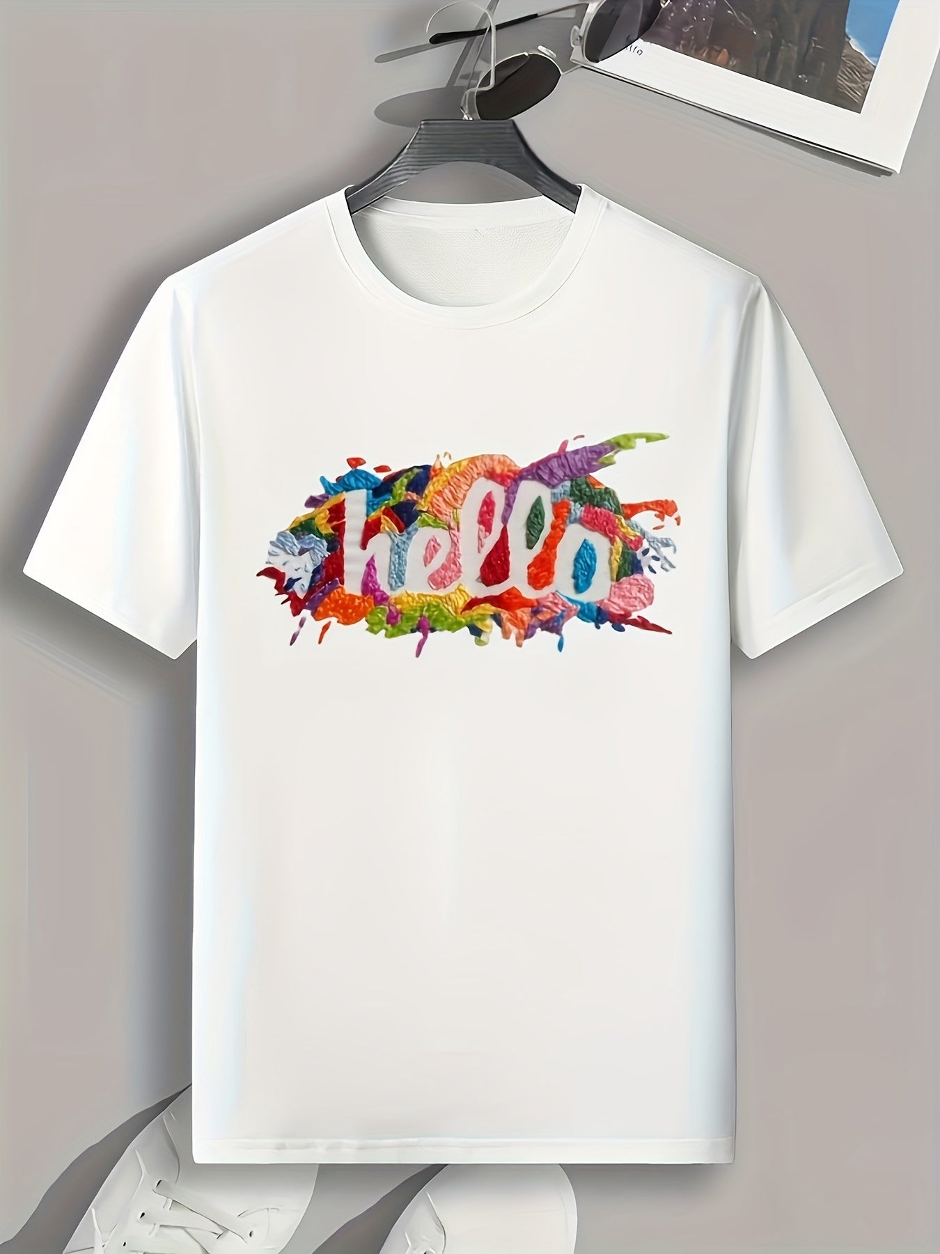 "Hello" Print Men's Graphic T shirt Casual Comfy Tees For Summer