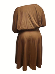 Solid Bubble Sleeve Maxi Dress With Belt