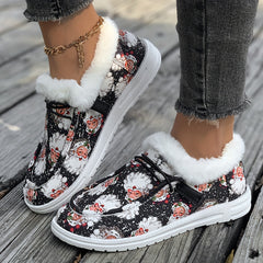 Christmas Santa Print Flat Non Slip Skate Shoes
