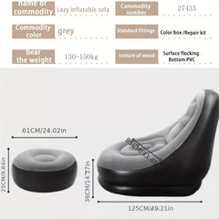 1pc Inflatable Lazy Sofa And Footrest For Indoor And Outdoor Use