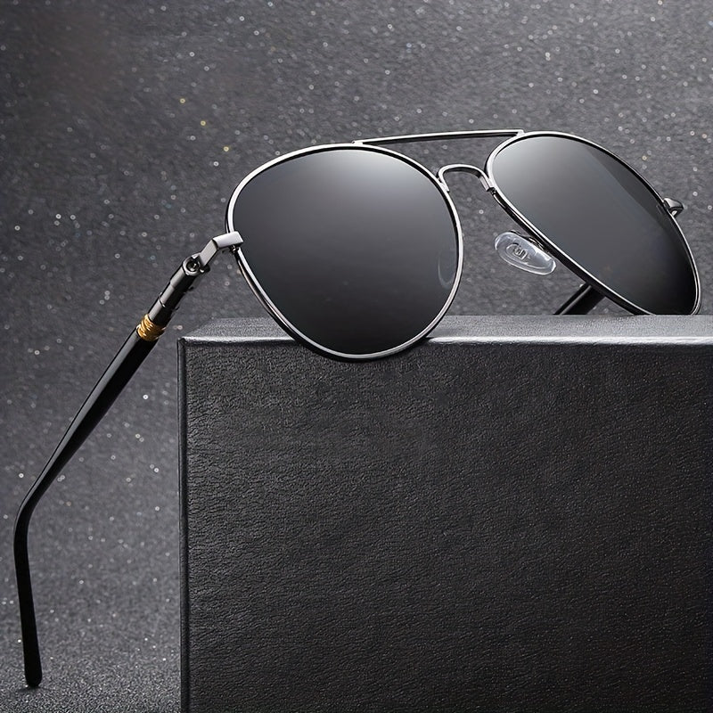 Men's Mixed Alloy Polarized Sunglasses Vintage Pilot Sun Glasses