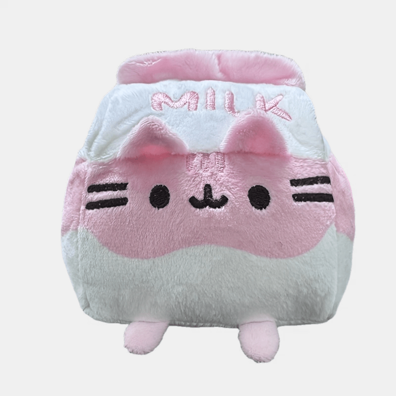 Chubby Cat Plush Toy in Milk Carton Soft Polyester Stuffed Animal