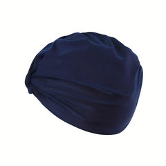 Navy Ruched Swimming Cap for Women