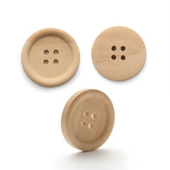 50pcs Mixed Wooden Buttons Natural Round 4 Holes for Sewing Scrapbooking DIY