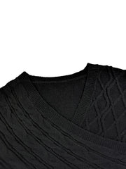 Cable Knit Wrap Cross V Neck Jumper