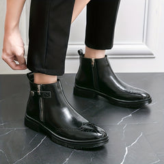 Men's Stylish Zipper High Top Chelsea Boots Smart Casual Walking Shoes