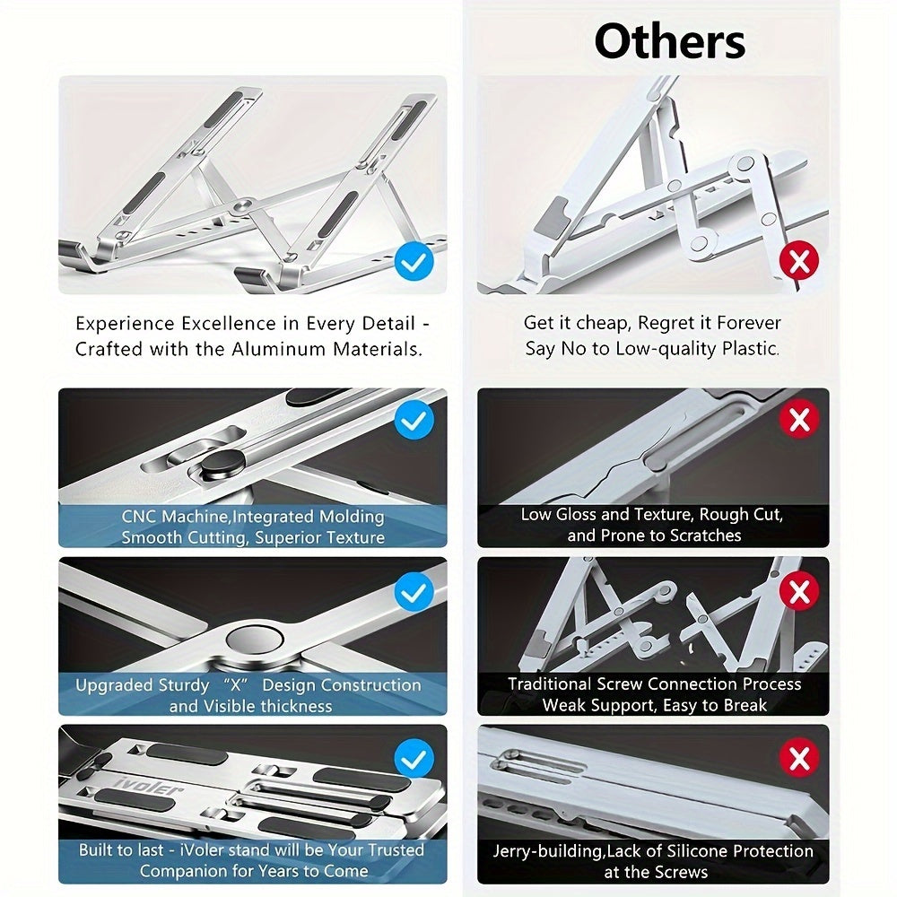 Adjustable Aluminum Laptop Stand Tablet Stand Foldable Portable Desktop Stand