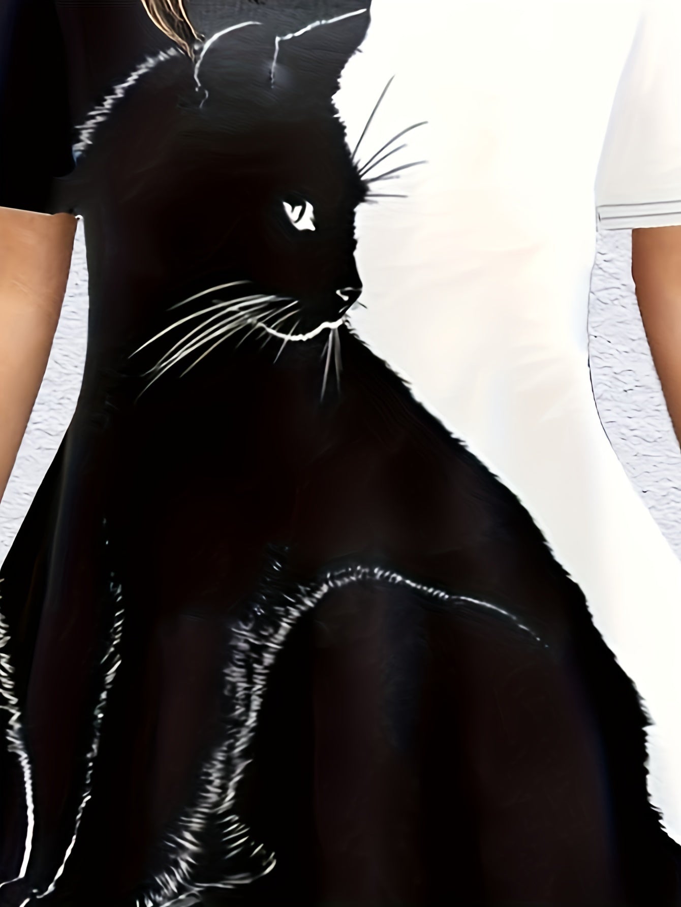 Colorblock Cat Print Top & Leggings Set