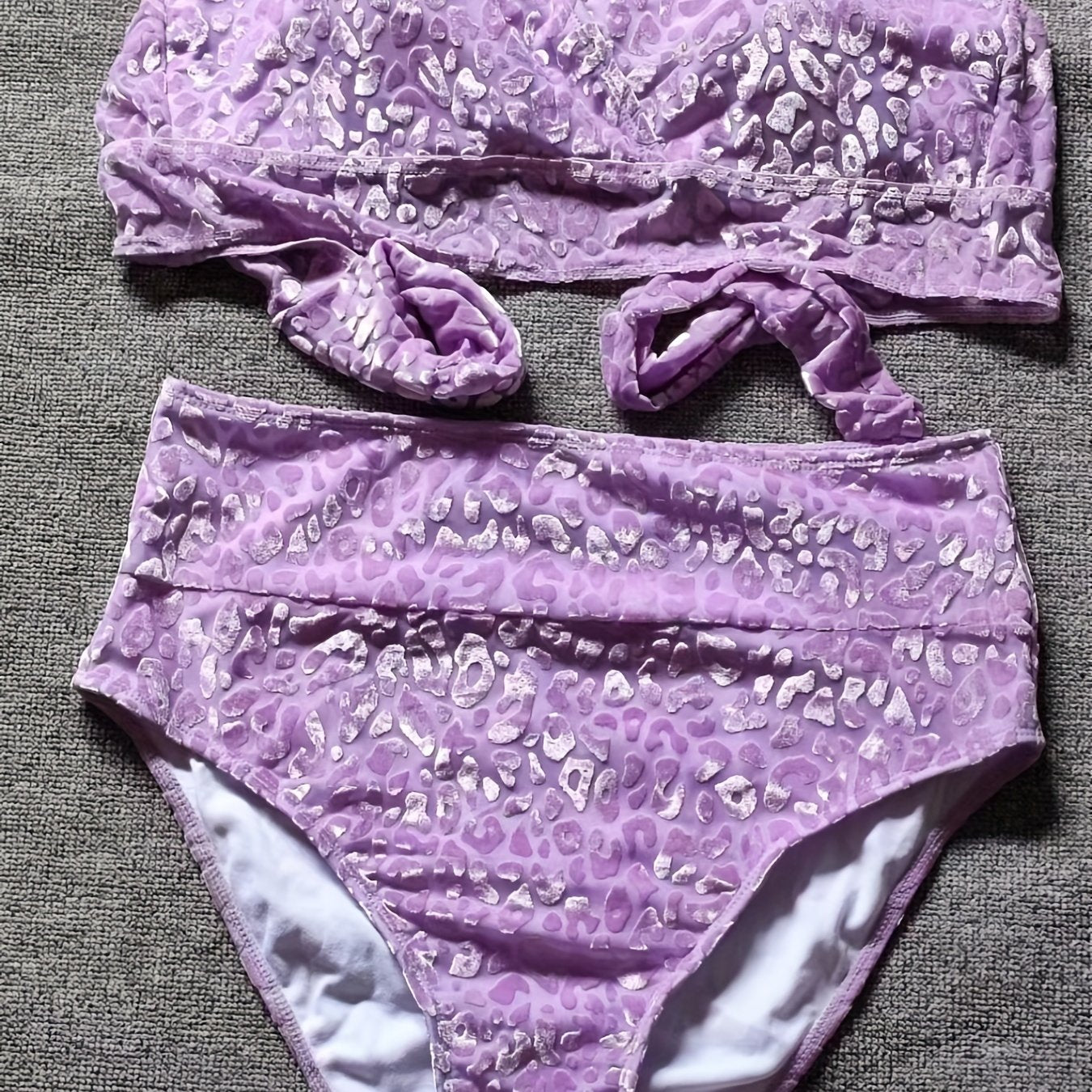 Leopard Longline Bra & Underwear Swimsuit Set