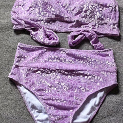 Leopard Longline Bra & Underwear Swimsuit Set